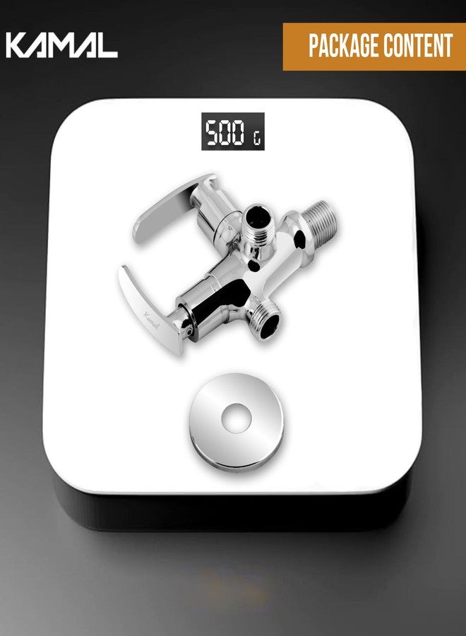 Kamal Brass Two in One Angle Cock Tab with Wall Flange - Irene | Wall Mount Installation | Chrome Finish - Silver (Pack of 1) - Image 5